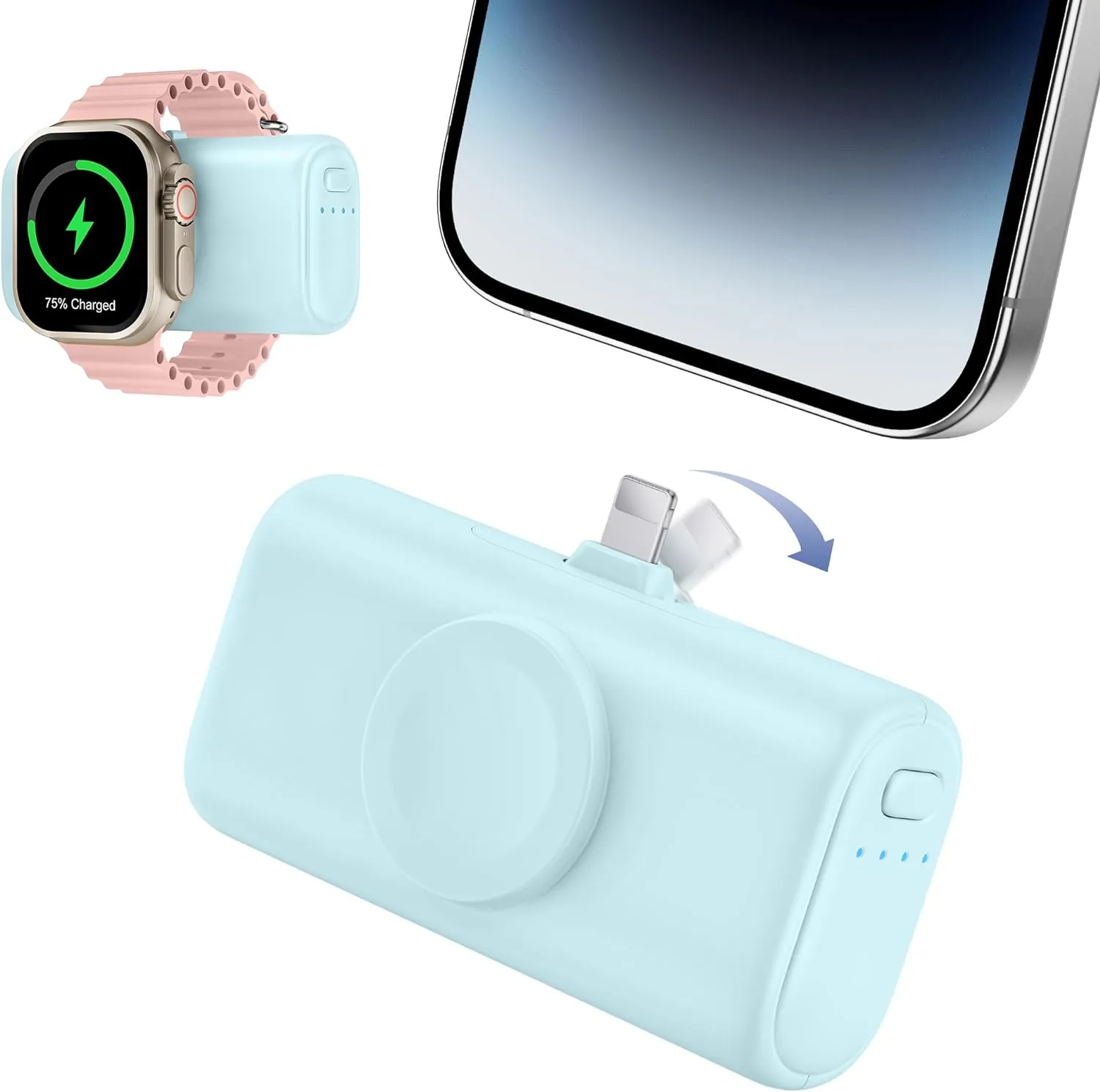 RORRY Mini Portable Charger for iPhone,5000mAh Small &Ultra-Compact 15W PD Fast Charging Power Bank Compatible with iPhone 15/14/13/12/11/XR/X/8 and Apple Watch Series 9/Ultra2/8/Ultra/7/6/5/4/3/SE