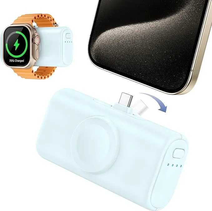 RORRY Mini Portable Charger for iPhone,5000mAh Small &Ultra-Compact 15W PD Fast Charging Power Bank Compatible with iPhone 15/14/13/12/11/XR/X/8 and Apple Watch Series 9/Ultra2/8/Ultra/7/6/5/4/3/SE