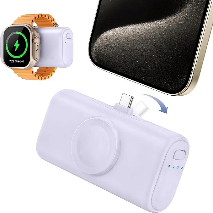 RORRY Mini Portable Charger for iPhone,5000mAh Small &Ultra-Compact 15W PD Fast Charging Power Bank Compatible with iPhone 15/14/13/12/11/XR/X/8 and Apple Watch Series 9/Ultra2/8/Ultra/7/6/5/4/3/SE