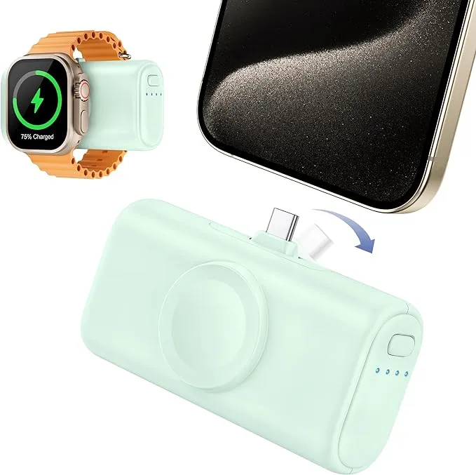 RORRY Mini Portable Charger for iPhone,5000mAh Small &Ultra-Compact 15W PD Fast Charging Power Bank Compatible with iPhone 15/14/13/12/11/XR/X/8 and Apple Watch Series 9/Ultra2/8/Ultra/7/6/5/4/3/SE