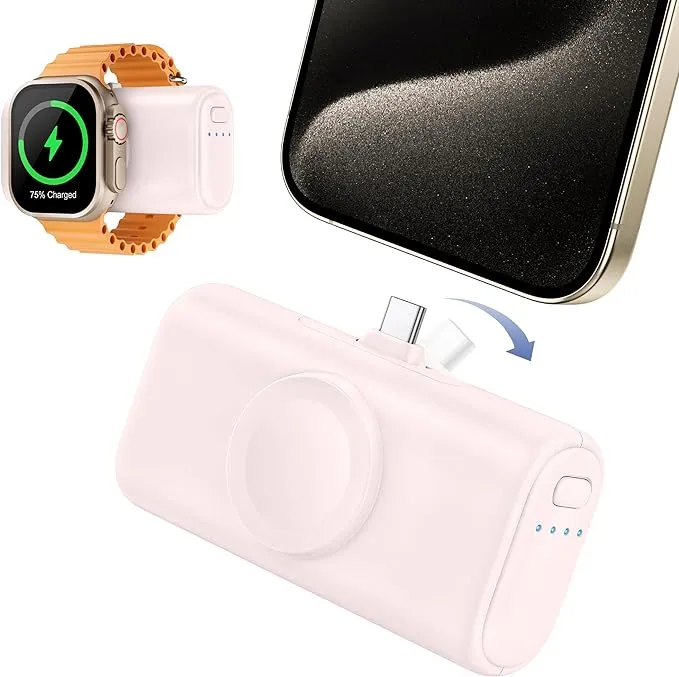 RORRY Mini Portable Charger for iPhone,5000mAh Small &Ultra-Compact 15W PD Fast Charging Power Bank Compatible with iPhone 15/14/13/12/11/XR/X/8 and Apple Watch Series 9/Ultra2/8/Ultra/7/6/5/4/3/SE