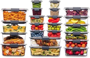 Rubbermaid Brilliance BPA Free 44-Piece Food Storage Containers Set Airtight Leak-Proof with Lids for Meal Prep Lunch and Leftovers