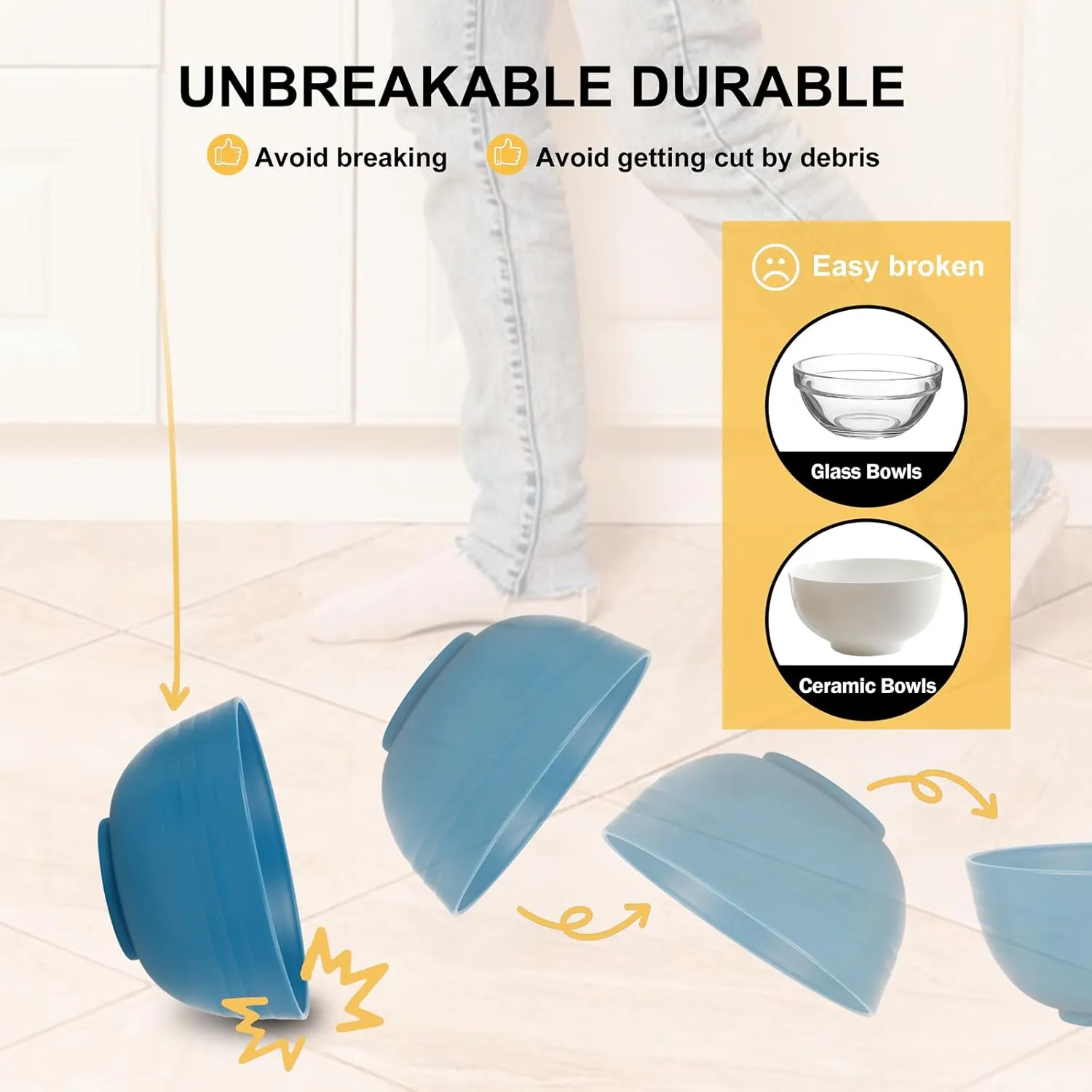 Rubtlamp 16pcs Wheat Straw Dinnerware Set, Unbreakable Plates And Bowls Sets of 4, Plastic Plates Set Reusable (Light Deep Four Colors) Daily