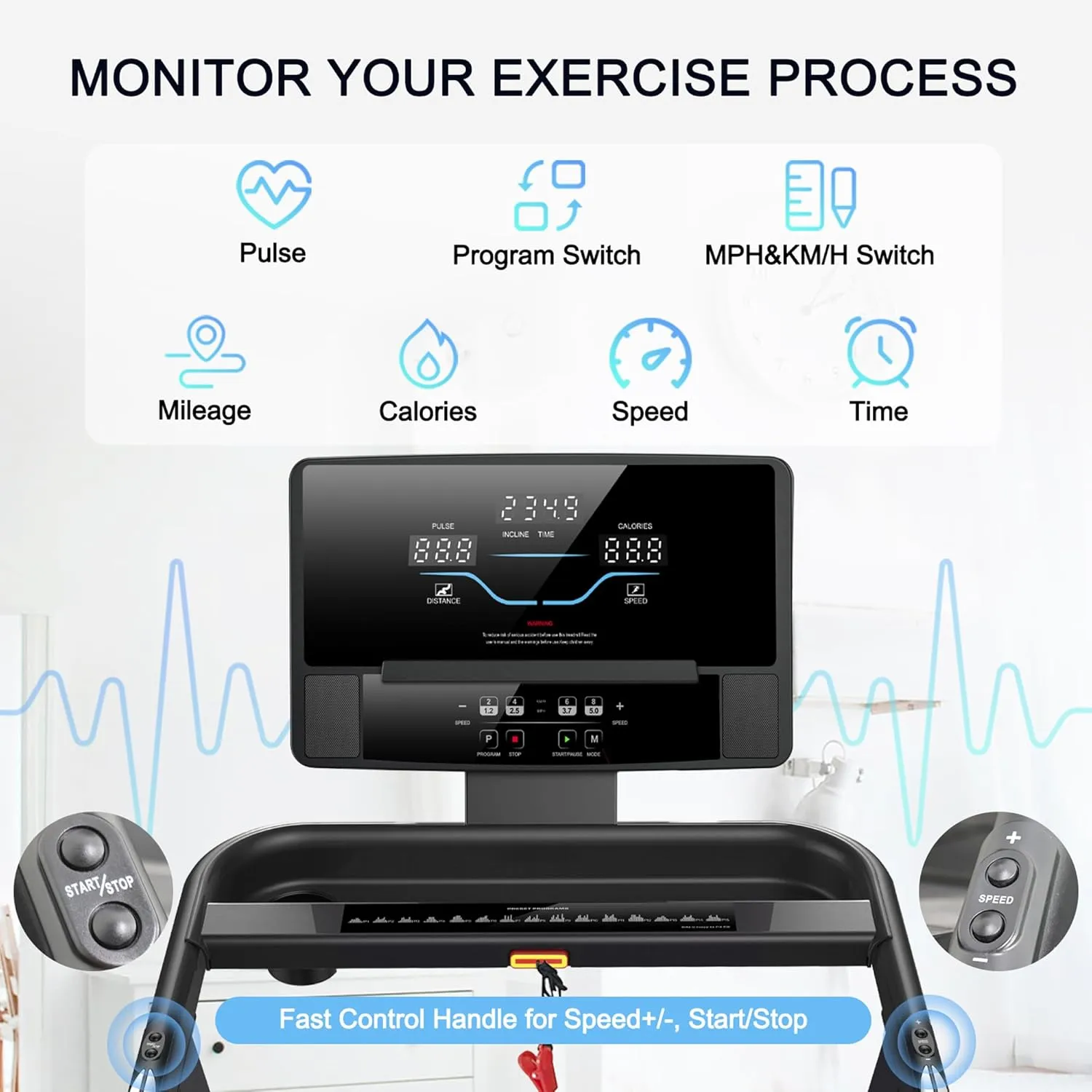 RUNOW Treadmill with Incline, Perfect as Treadmills for Home Walking and Running, Foldable Treadmill Support Bluetooth and Customized Programs, Easy Assembly Exercise Machine
