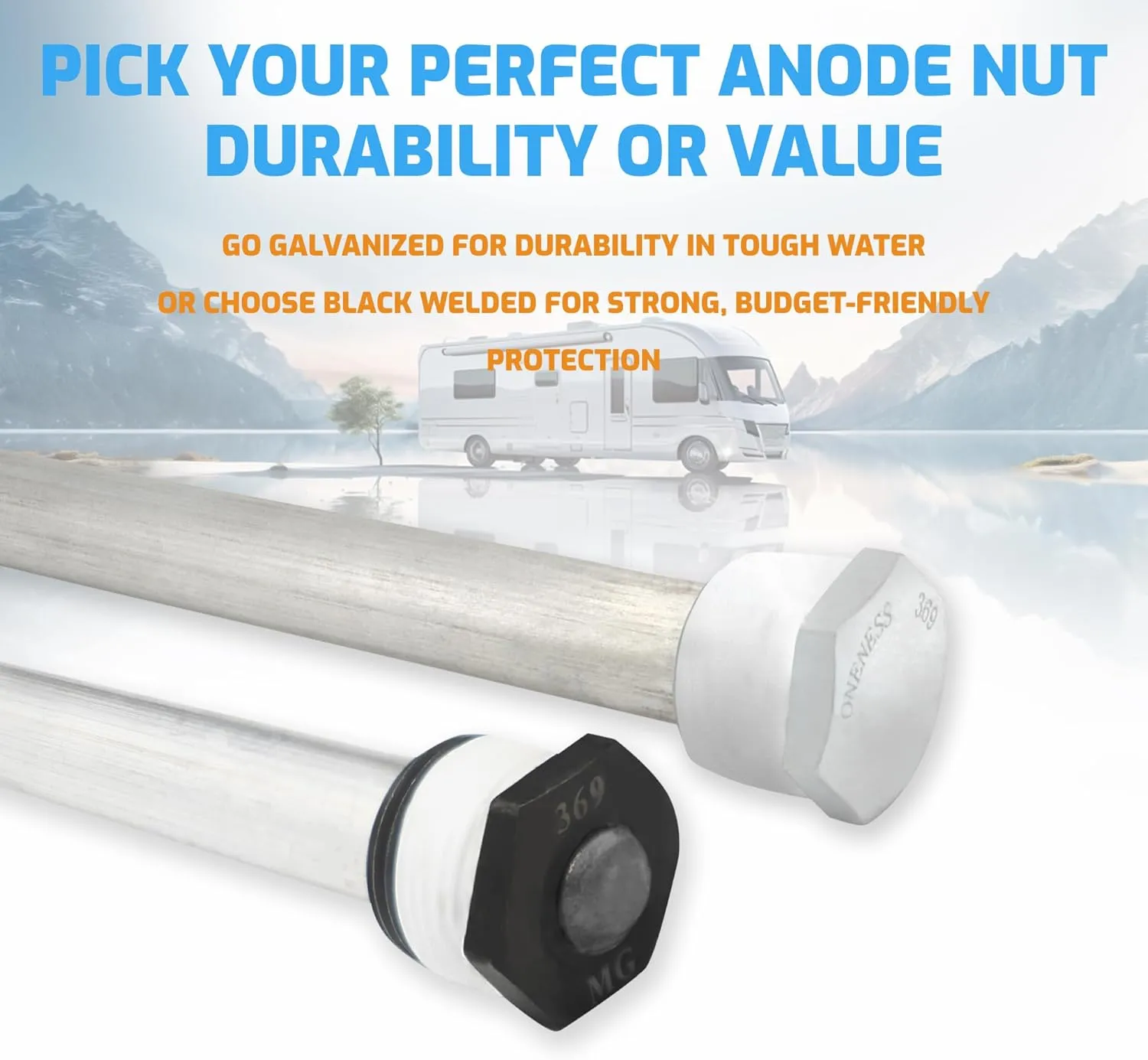 RV Water Heater Anode Rod - 2-Pack, 2 Years Warranty - 9.25" x 3/4" NPT - Premium Magnesium Anode Rod for hot water heater Rv, Long-Lasting Protection Suburban Anode Rod for Rv Water Heater