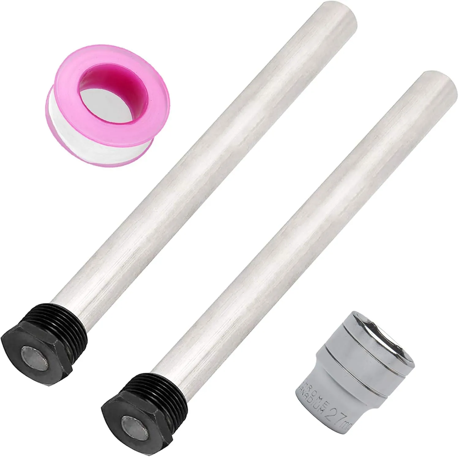 RV Water Heater Magnesium Anode Rod, Water Heater Anode Rod with PTFE Tape and Element Wrench1-1/2" hex,Compatible with Suburban and Mor-Flo Water Heater Tanks - 9.25" Length ¾" NPT Threads