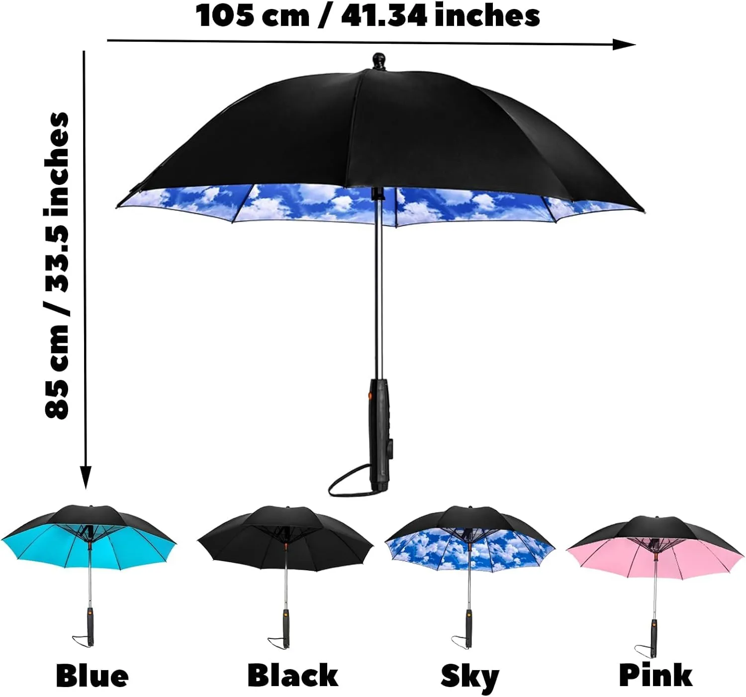 S-SNAIL-OO 3 in 1 Umbrella with Fan and Mister, UV Blocking Umbrella with Fan USB Rechargeable Summer Sunshade, Sun Umbrella UV Protection for Fishing/Golfing/Sand/Travel