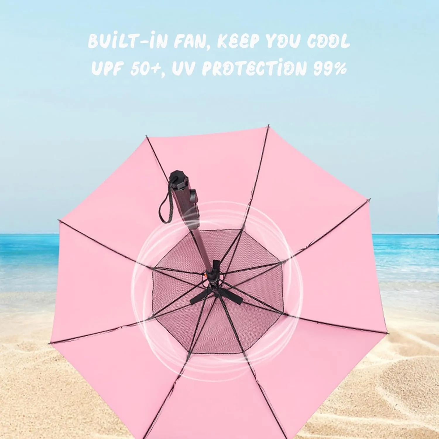 S-SNAIL-OO 3 in 1 Umbrella with Fan and Mister, UV Blocking Umbrella with Fan USB Rechargeable Summer Sunshade, Sun Umbrella UV Protection for Fishing/Golfing/Sand/Travel