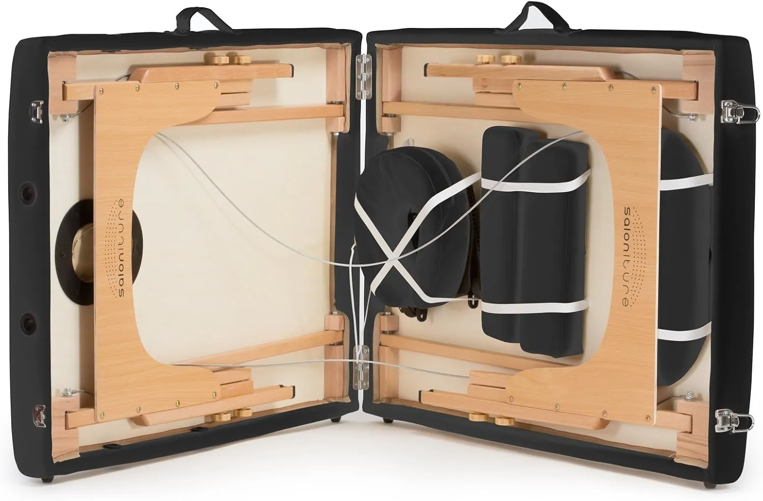 Saloniture Professional Portable Folding Massage Table with Carrying Case - Black