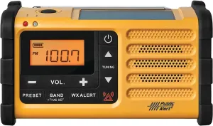 Sangean MMR-88 AM/FM/Weather Alert Emergency Rechargeable Radio. Solar/Hand Crank/USB/Flashlight, Siren, Smartphone Charger Yellow