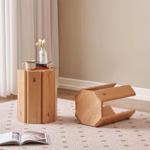 Scandinavian Oak Wood Stackable Stool Side Table 2pcs Set STACKA