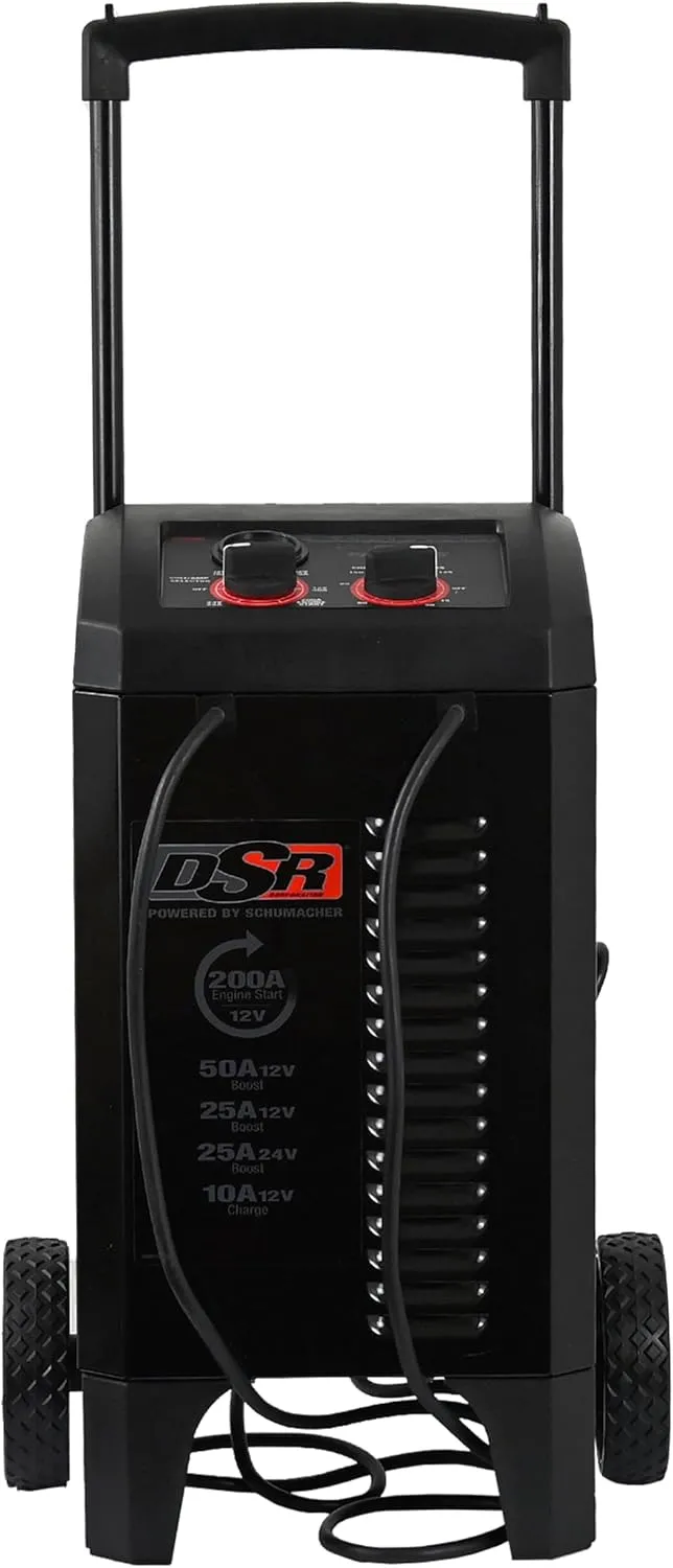 Schumacher Electric DSR ProSeries 12V / 24V Battery Charger - Heavy Duty 200A Manual Battery Charger & Engine Starter - Car, Truck & SUV Compatible - 135-Minute Timer & Amperage Control - DSR140