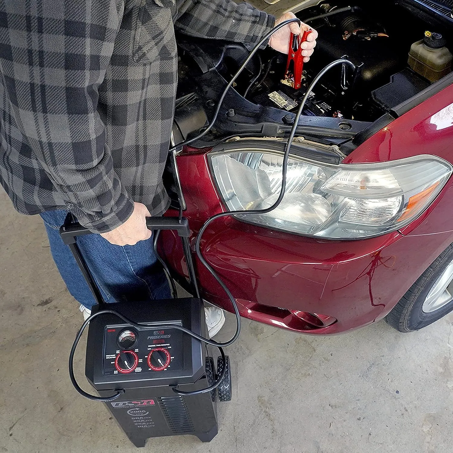 Schumacher Electric DSR ProSeries 12V / 24V Battery Charger - Heavy Duty 200A Manual Battery Charger & Engine Starter - Car, Truck & SUV Compatible - 135-Minute Timer & Amperage Control - DSR140