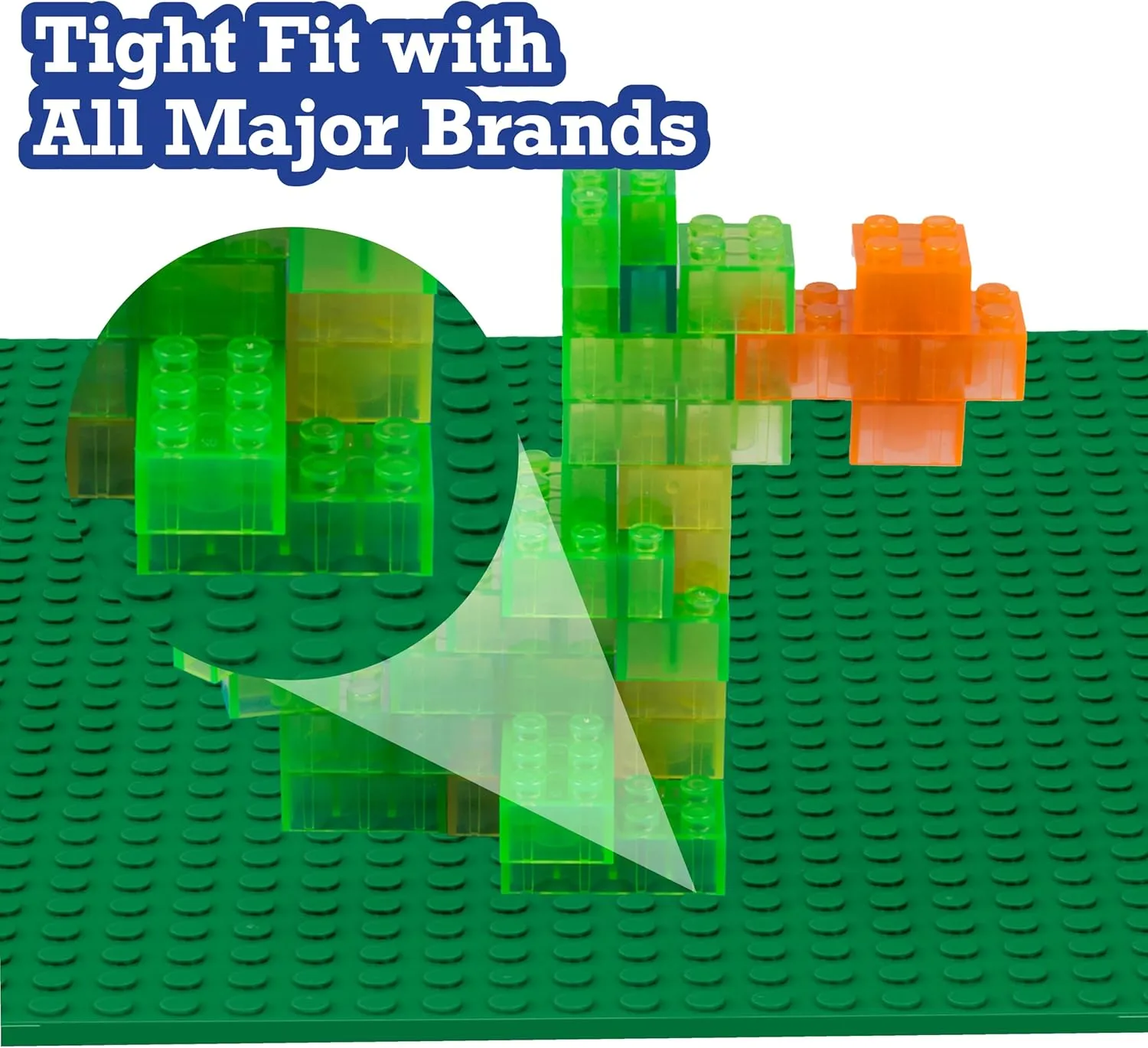 SCS Direct Brick Building Blocks Large Green 10"x10" Baseplates(4pcs) Connects on Both Sides - Compatible and Tight Fit with All Major Building Blocks Brands - Great for Activity Tables, Kids Gift