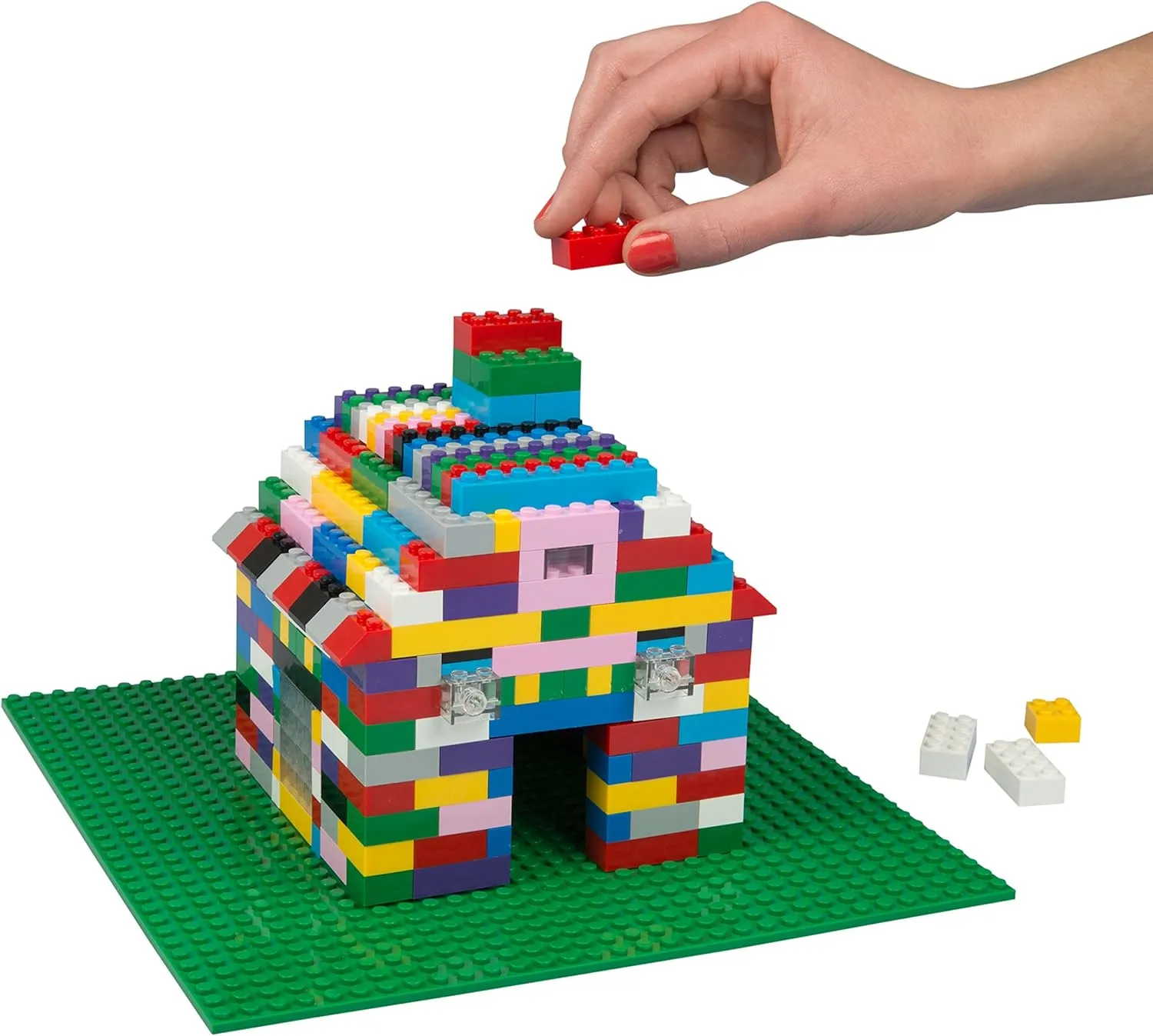 SCS Direct Brick Building Blocks Large Green 10"x10" Baseplates(4pcs) Connects on Both Sides - Compatible and Tight Fit with All Major Building Blocks Brands - Great for Activity Tables, Kids Gift