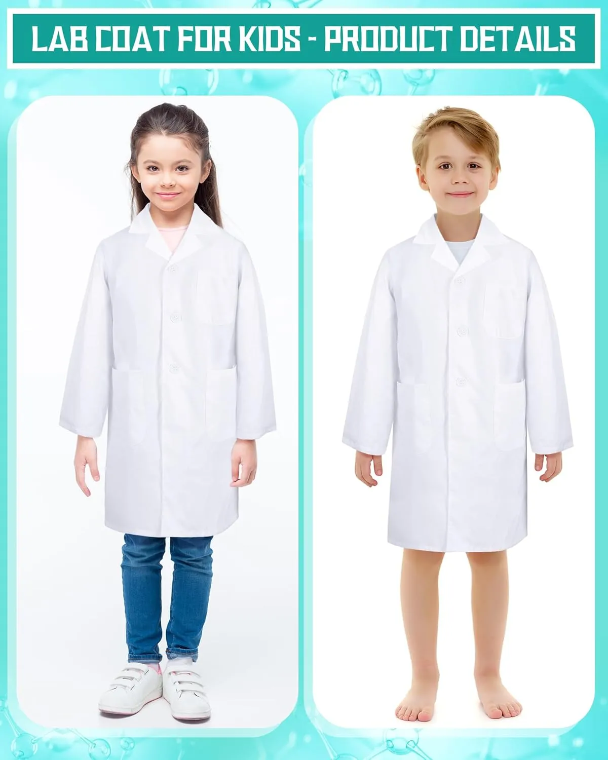 Seajan 12 Pcs Unisex Kids Lab Coat Bulk Soft Kids Scrubs White Doctor Coat Scientist Halloween Costume for Boys and Girls (M Size)