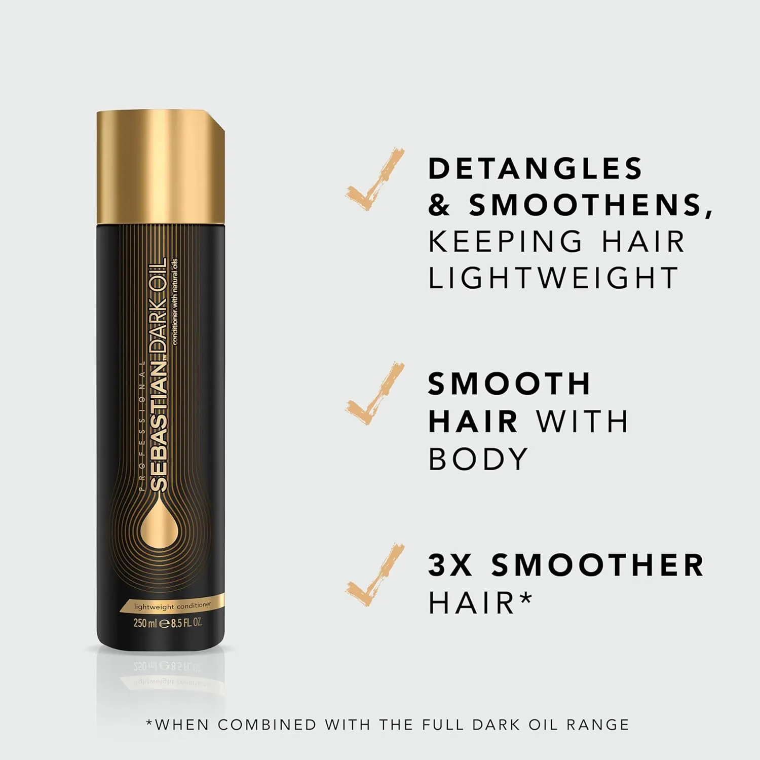 Sebastian Professional Dark Oil Lightweight Conditioner | Infused with Jojoba & Argan Oil for Silky, Smooth Conditioned Hair