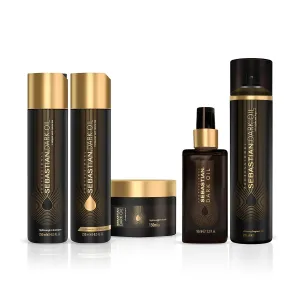 Sebastian Professional Dark Oil Lightweight Hair Care & Styling Bundle 5-Piece Set Nourishing Blend of Natural Oils for 3x Smoother Hair
