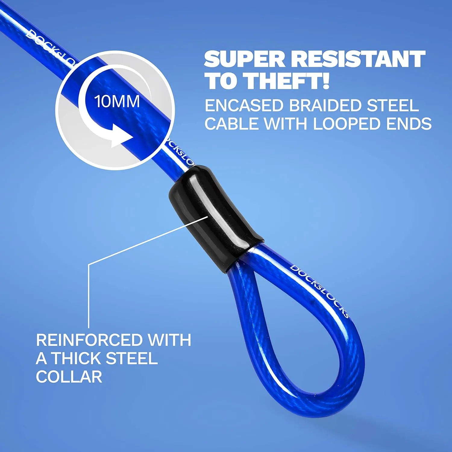 Security Cable Lock Set (5' to 25') Looped Ends, Weatherproof, Keyless Compact U-Lock with Combination, Anti-Theft for Bikes Equipment 10ft