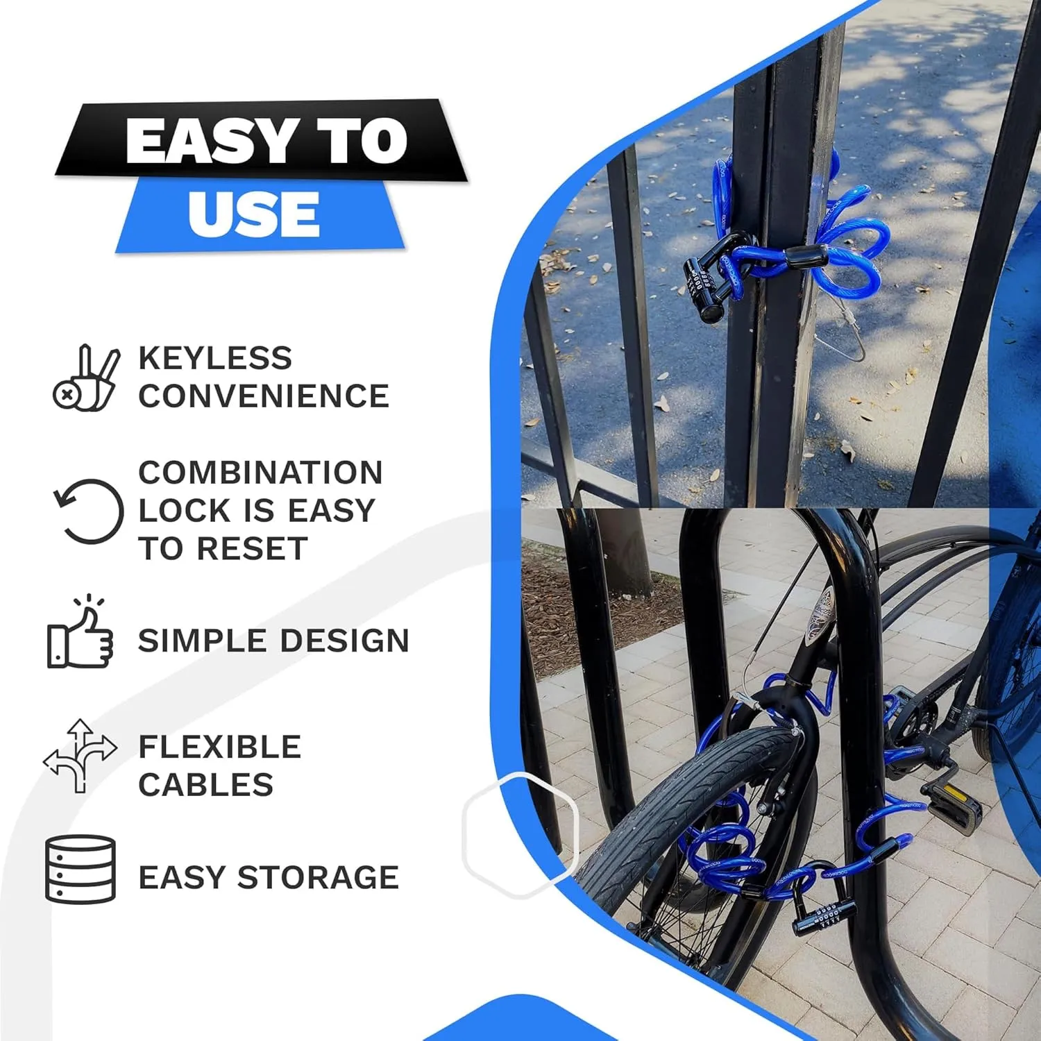 Security Cable Lock Set (5ft to 25ft Lengths) – Weatherproof, Looped Ends, Coiled, Compact, Includes U-Lock, Anti-Theft for Bikes, Patio Furniture, Kayaks, Outdoor Equipment 5ft