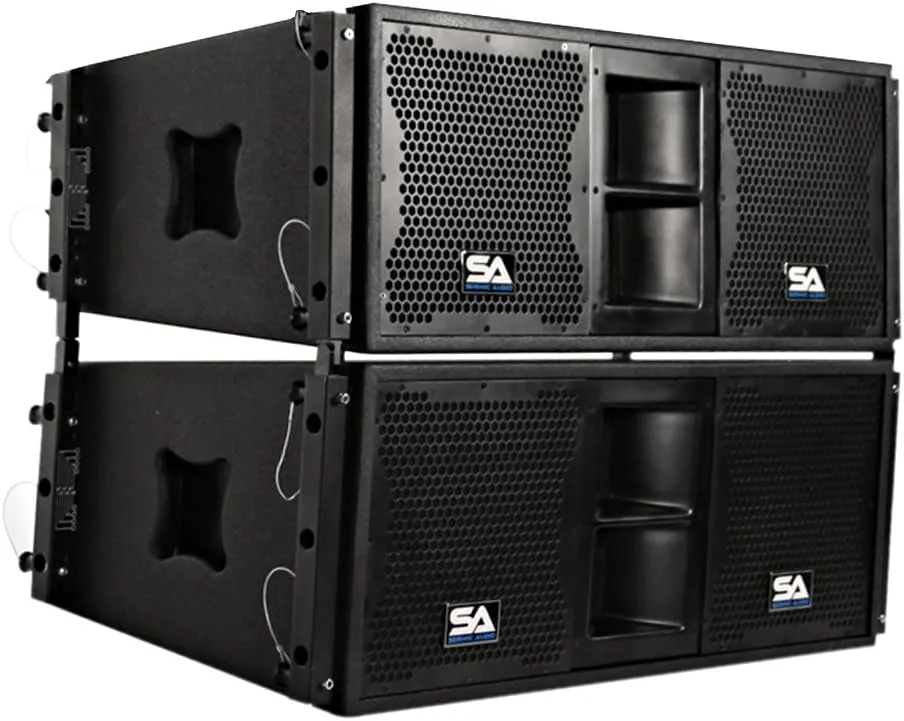 Seismic Audio - SALA-210-Pair - Pair of Passive 2x10 Line Array Speakers with Dual Compression Drivers - PA/DJ Band Live Sound