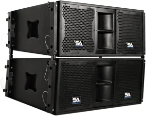 Seismic Audio - SALA-210-Pair - Pair of Passive 2x10 Line Array Speakers with Dual Compression Drivers - PA/DJ Band Live Sound