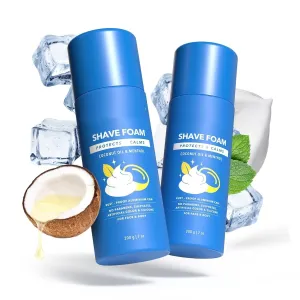 Sensitive Shave Foam For Men, Pack of 2, Alcohol Free, 200 g (Each), Shave Sensitive Foam Menthol for Men, Coconut Oil Enriched, No Alcohol and No Artifical Colour
