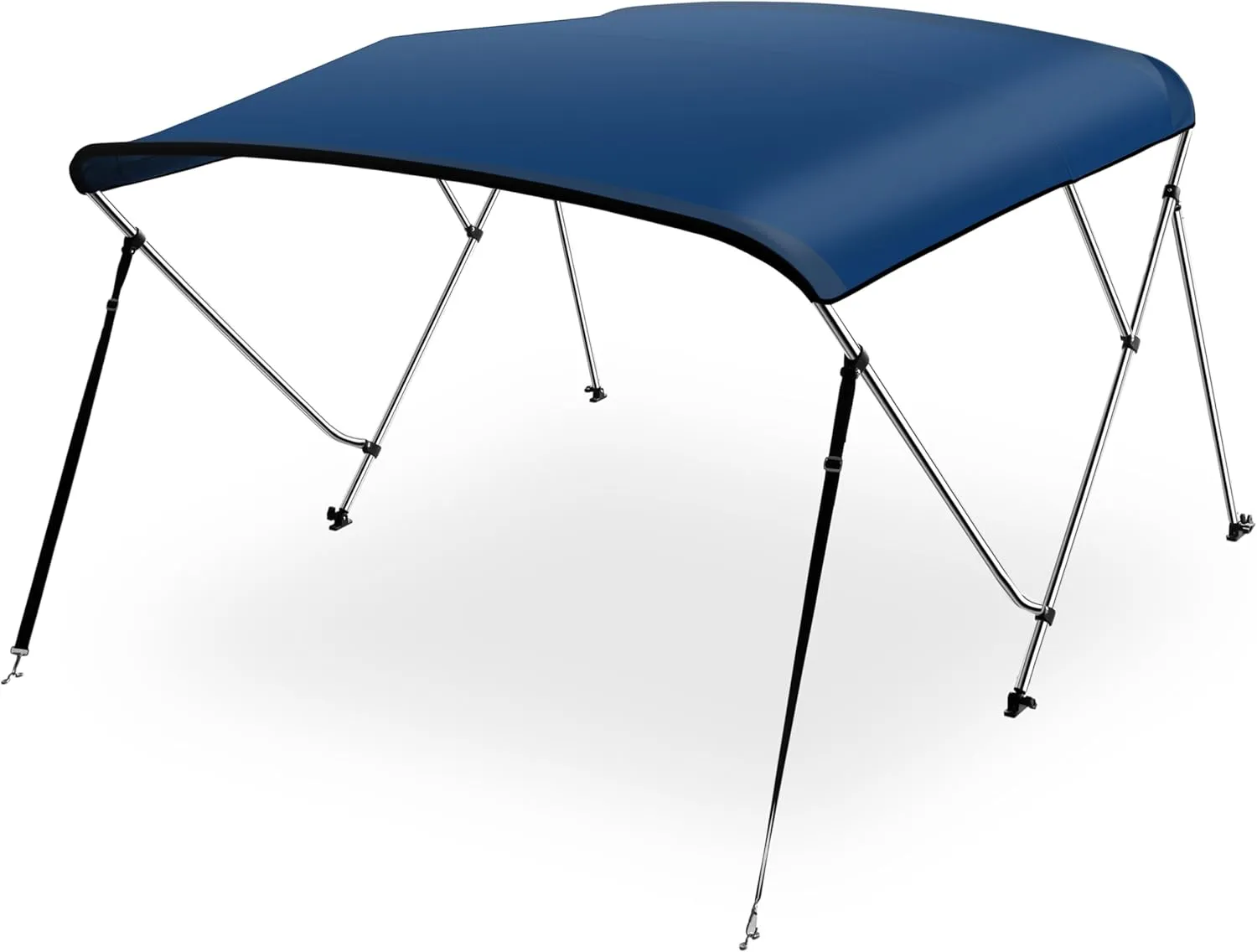 SereneLife 3 Bow Bimini Top Boat Cover – 72"L x 54-60" W x 46" H, Aluminum Frame, Waterproof & UV-Resistant, Front Straps, Rear Arms & Free Storage Boot (Navy Blue)