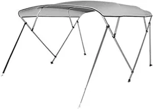SereneLife Waterproof Boat Bimini Top Cover-79-84'W 4 Bow Bimini Top Canvas Sun Shade Boat Canopy 1' Double Wall Alu Frame Tube,2 Straps 2 Rear Support Poles,Storage Boot-SereneLife SLBT4GR798(Gray)