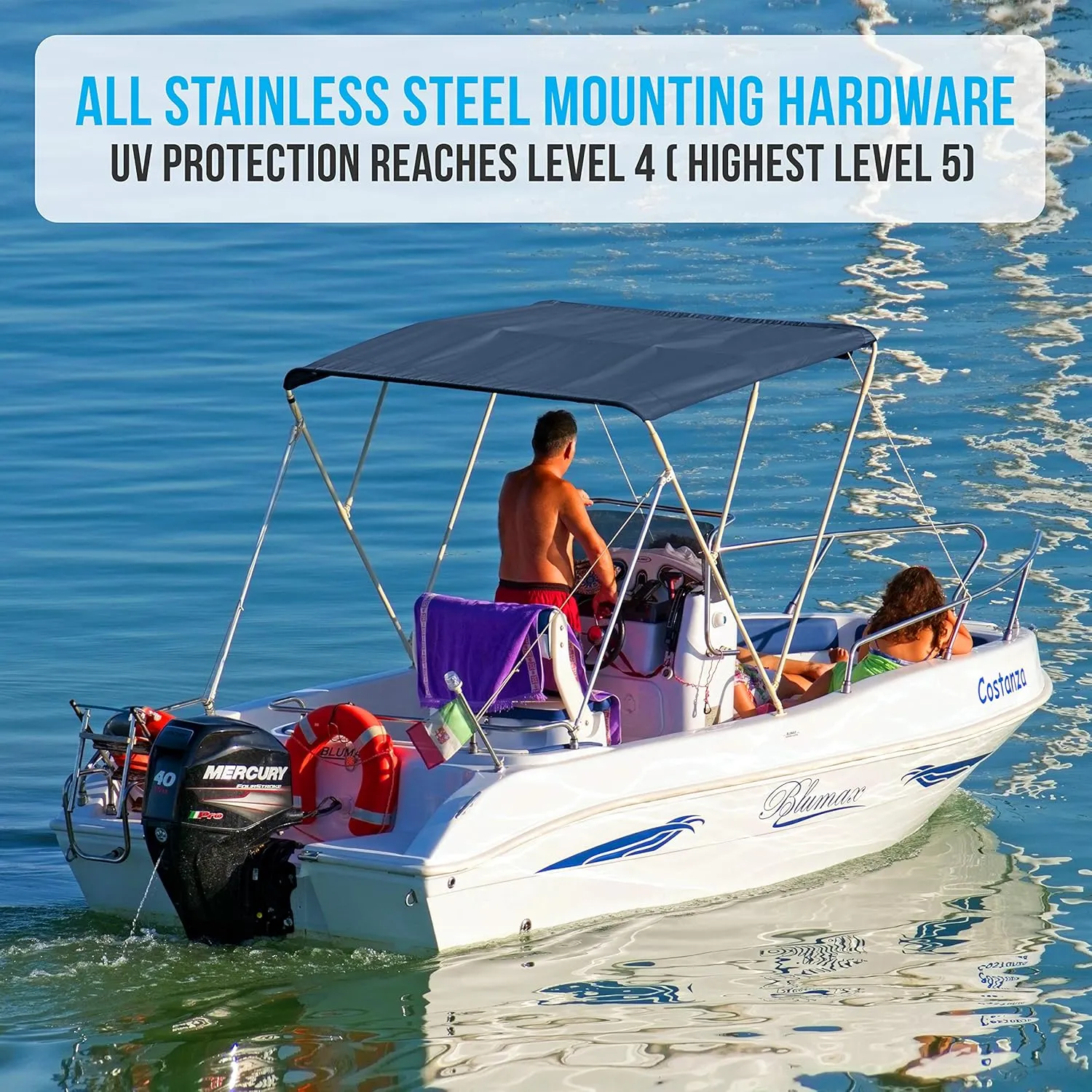 SereneLife Waterproof Boat Bimini Top Cover