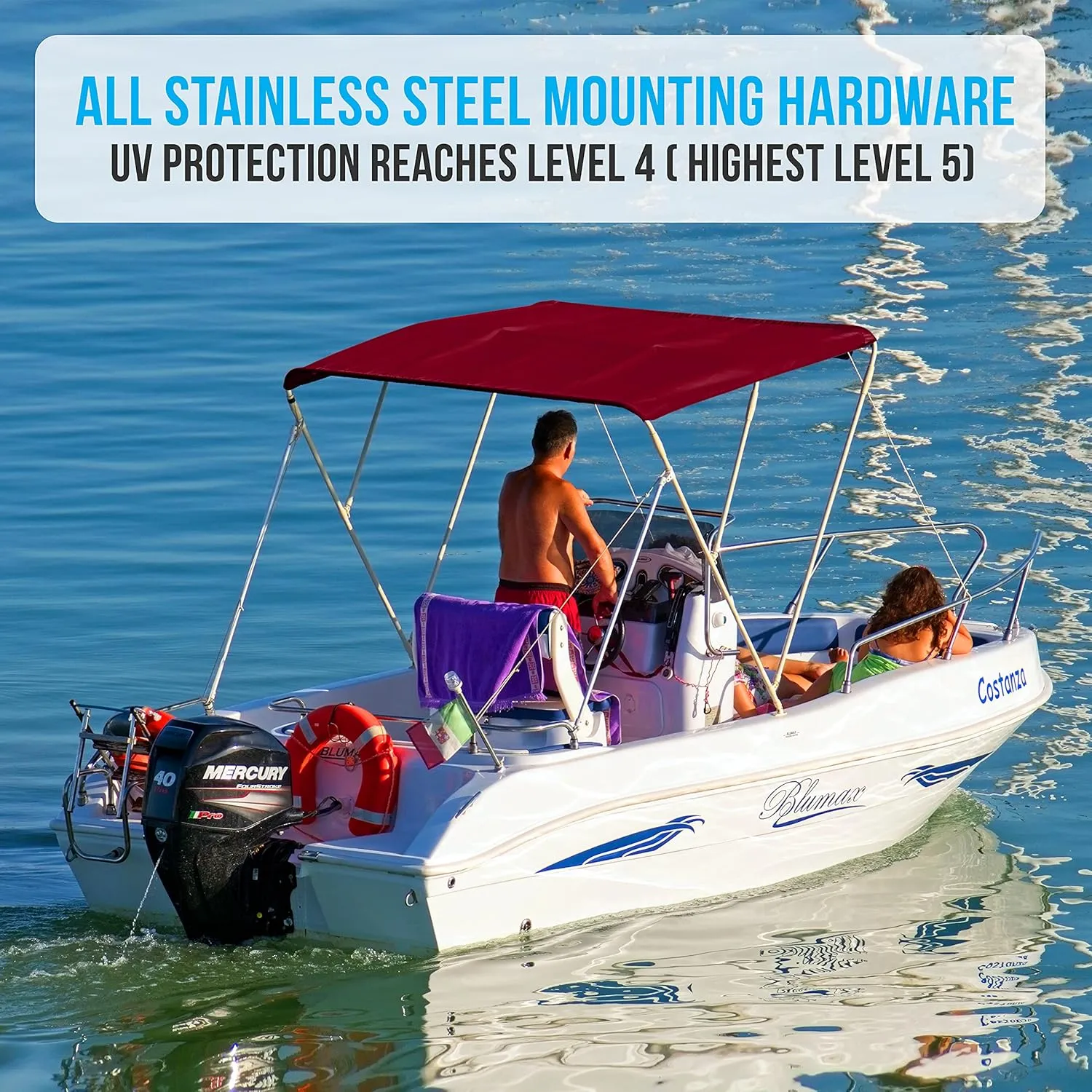 SereneLife Waterproof Boat Bimini Top Cover