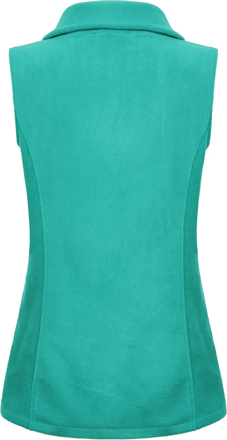 SeSe Code Women's Casual Zip Up Front Lightweight Fleece Vest with Pockets