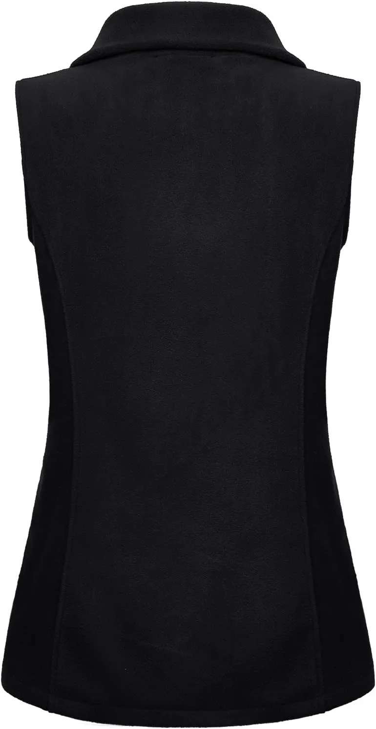 SeSe Code Women's Casual Zip Up Front Lightweight Fleece Vest with Pockets