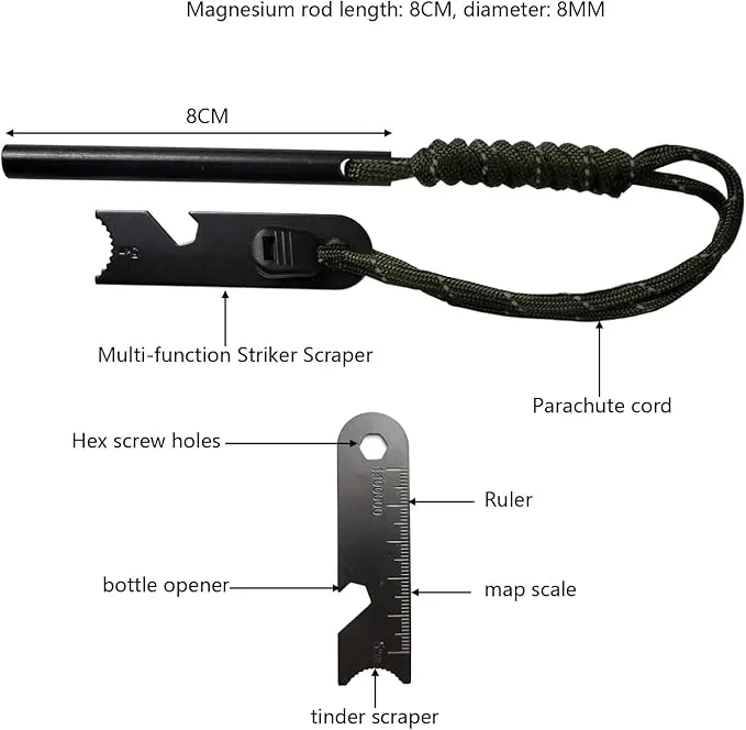 (Set of 3 Pieces Flint Emergency igniter,Camping Magnesium Rod Fire Starter,Outdoor Survival Ignition Rod