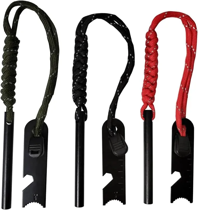 (Set of 3 Pieces Flint Emergency igniter,Camping Magnesium Rod Fire Starter,Outdoor Survival Ignition Rod