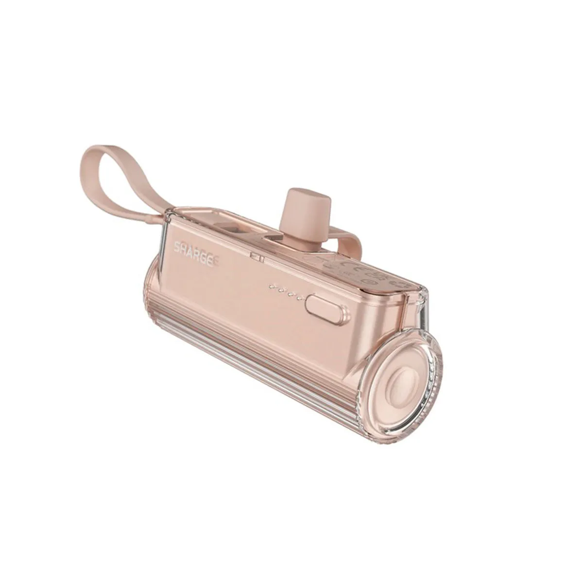 Sharge Flow Mini Power Bank 5000mAh with Built-in USB-C Cable & USB-C to USB-C   USB-C to Lightning Connector (Silver Grey, Pink, White) (SP012)