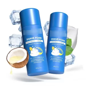 Shave Foam For Men, Pack of 2, Alcohol Free, 200 g (Each), Shave Sensitive Foam Menthol for Men, Coconut Oil Enriched, No Alcohol and No Artifical Colour