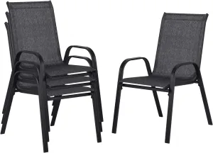 SHGJ&SOFT Patio Chairs Set of 4, Outdoor Stackable Dining Chairs with High Back, Breathable Patio Dining Chairs with All Weather Outdoor Furniture for Backyard, Deck, Garden, Lawn (Grey, Set of 4)
