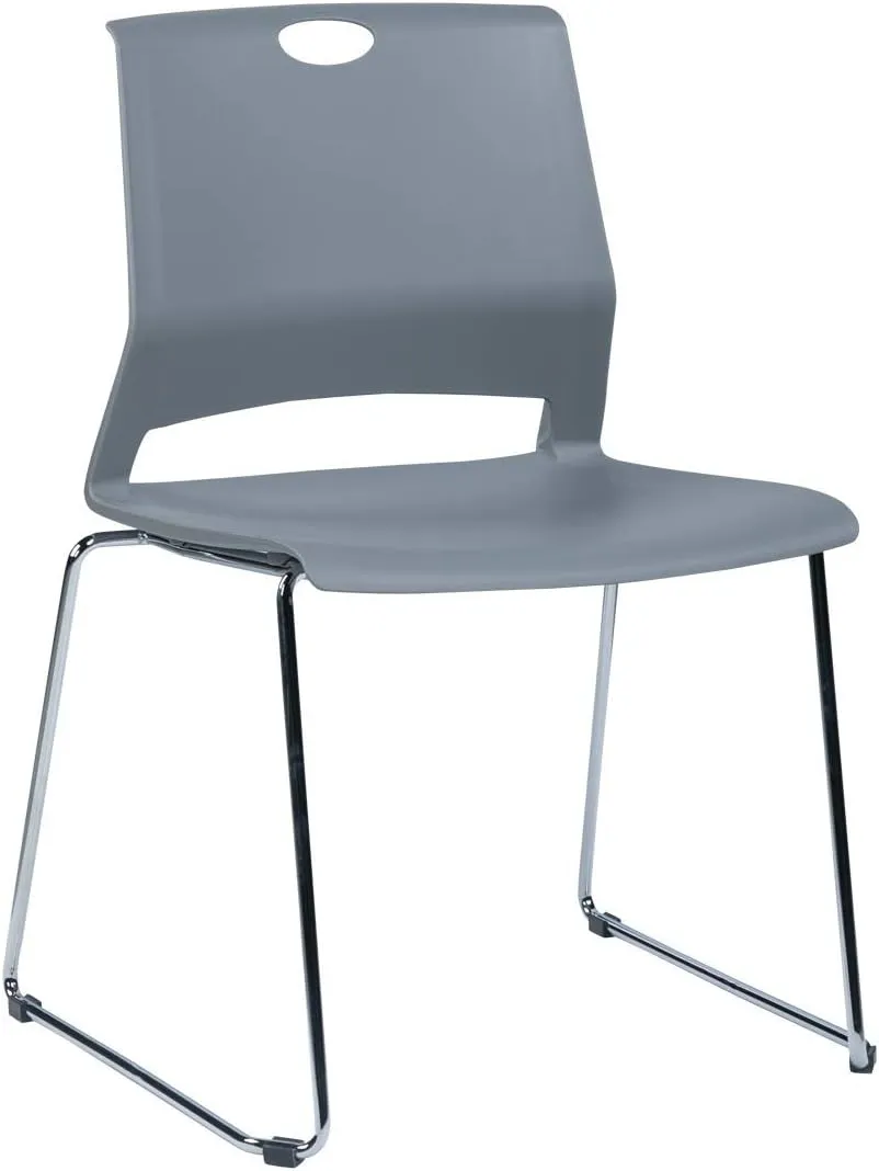 Sidanli Gray Stackable Chairs, Modern Waiting Room Chairs (Set of 4)