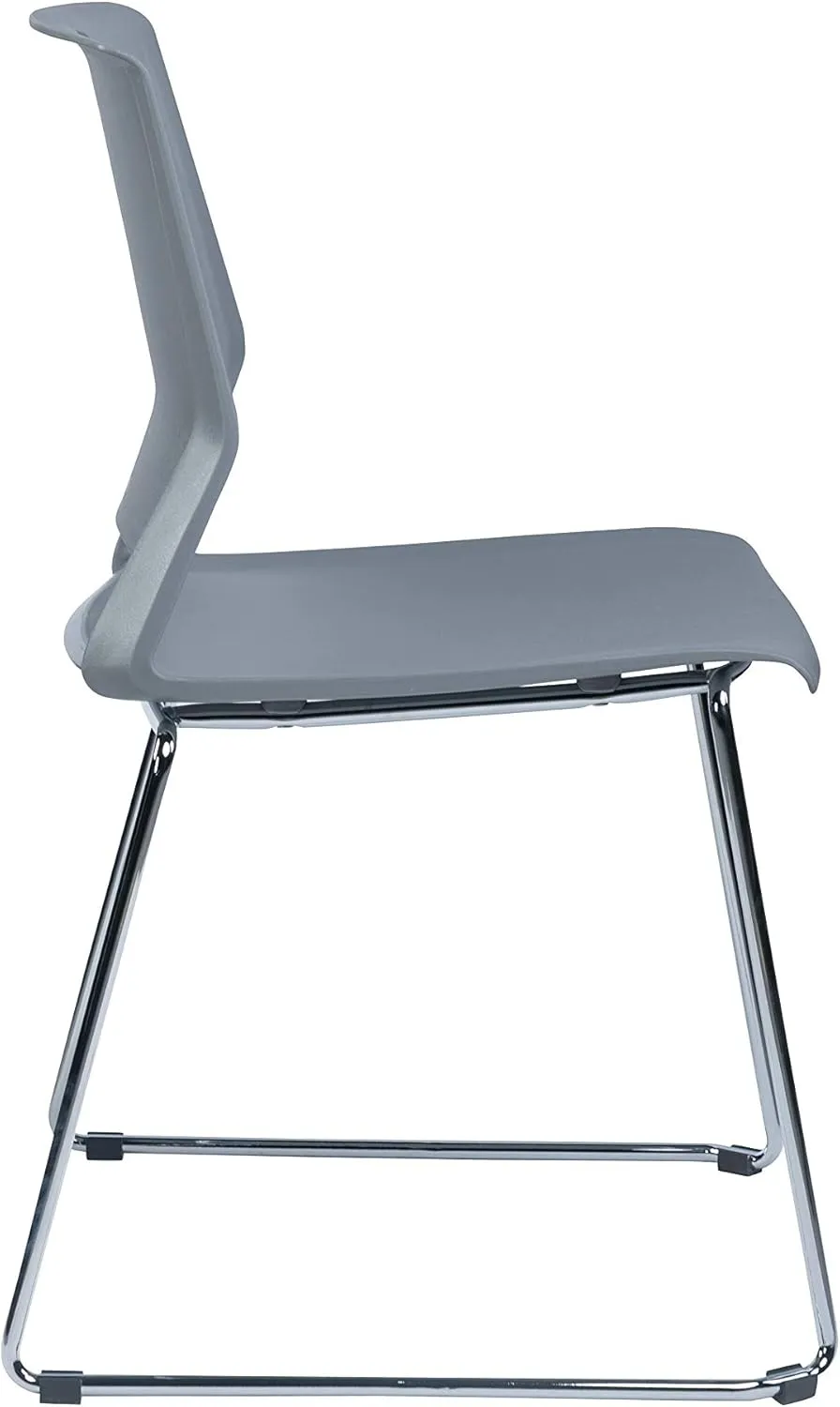 Sidanli Gray Stackable Chairs, Modern Waiting Room Chairs (Set of 4)