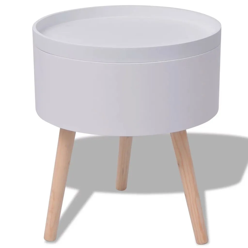 Side Table Sofa End Table Accent Coffee Table with Serving Tray Round
