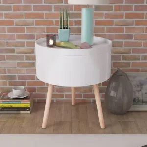 Side Table Sofa End Table Accent Coffee Table with Serving Tray Round