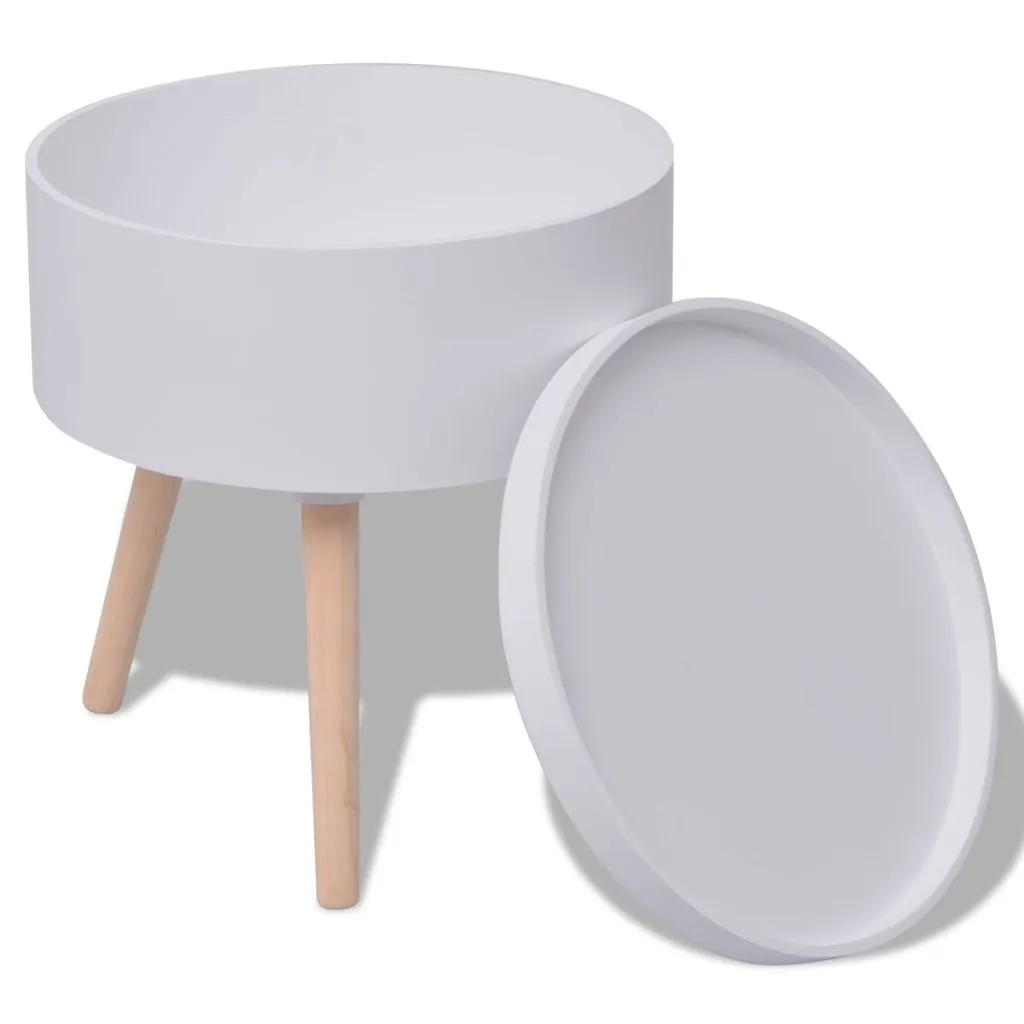 Side Table Sofa End Table Accent Coffee Table with Serving Tray Round
