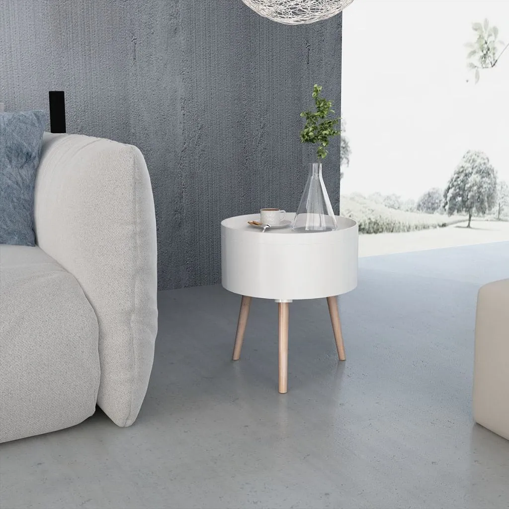 Side Table Sofa End Table Accent Coffee Table with Serving Tray Round