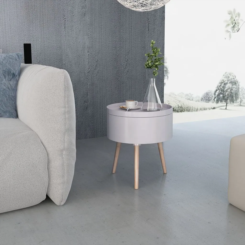 Side Table Sofa End Table Accent Coffee Table with Serving Tray Round