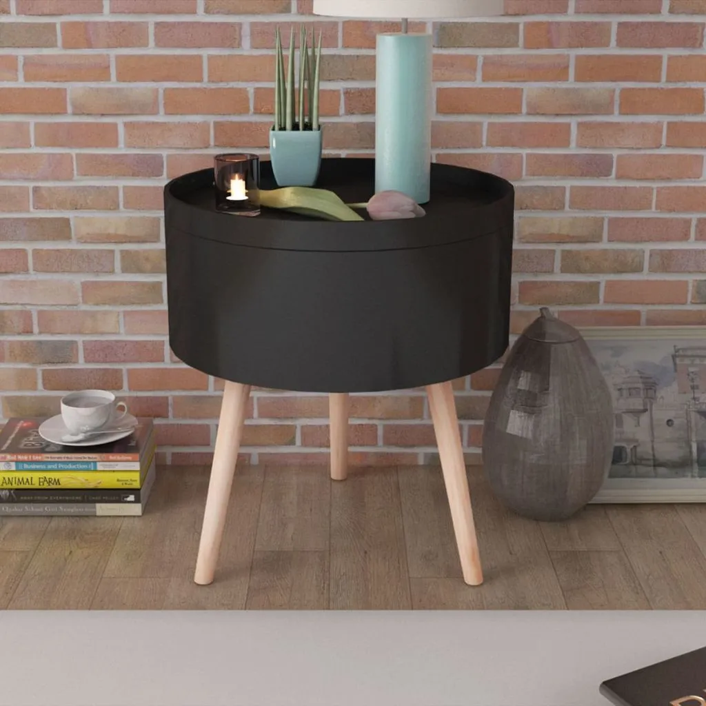 Side Table Sofa End Table Accent Coffee Table with Serving Tray Round