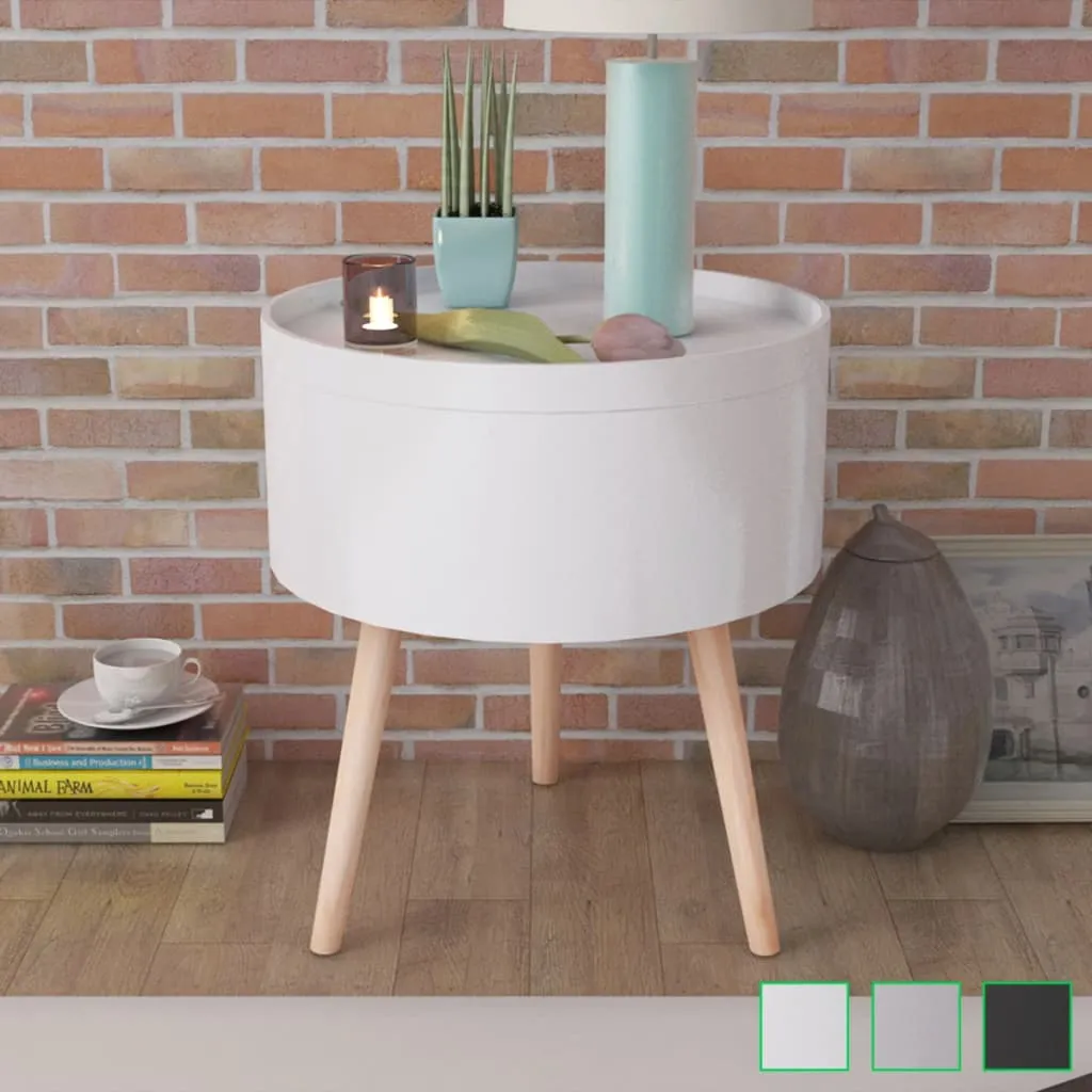Side Table Sofa End Table Accent Coffee Table with Serving Tray Round