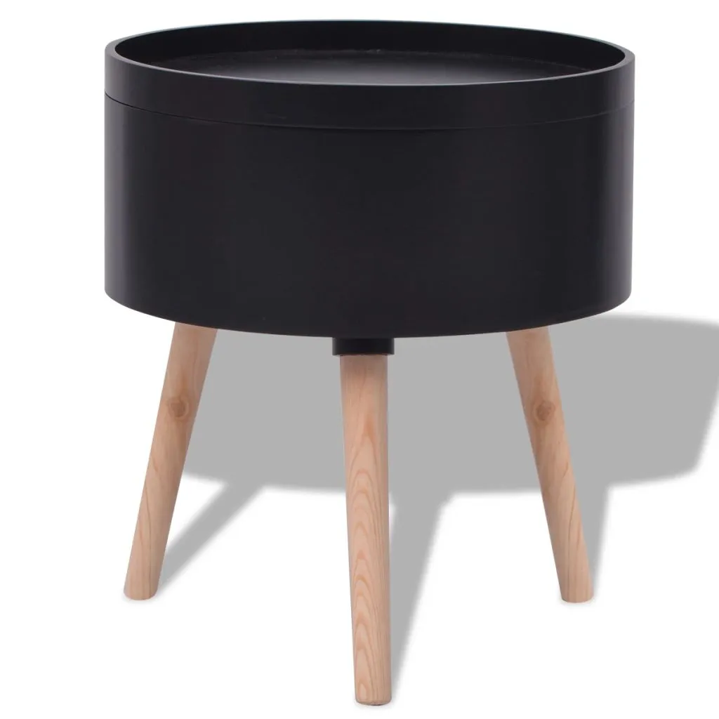 Side Table Sofa End Table Accent Coffee Table with Serving Tray Round