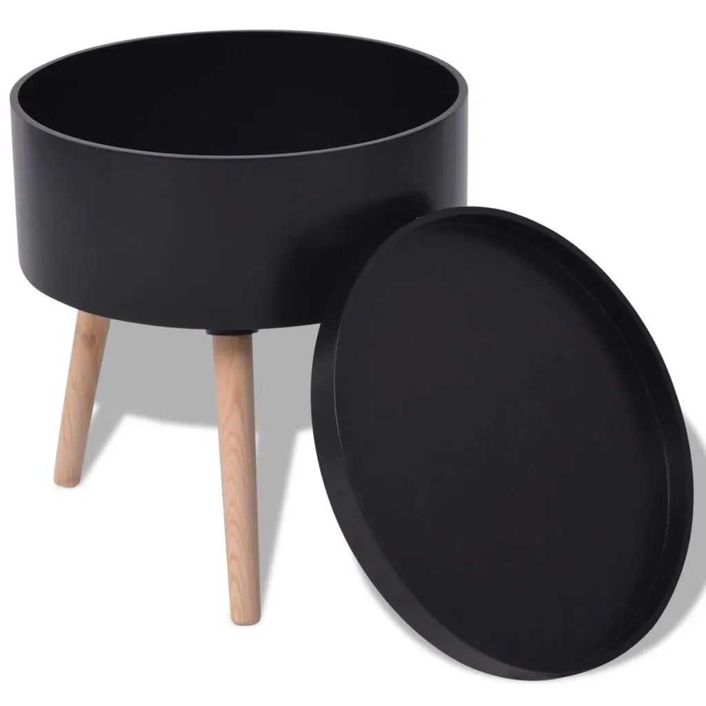 Side Table Sofa End Table Accent Coffee Table with Serving Tray Round