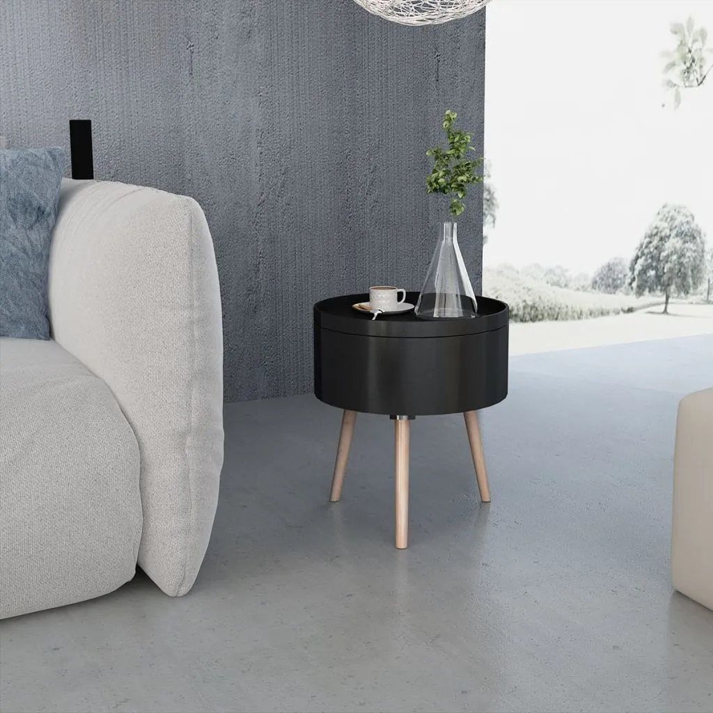Side Table Sofa End Table Accent Coffee Table with Serving Tray Round